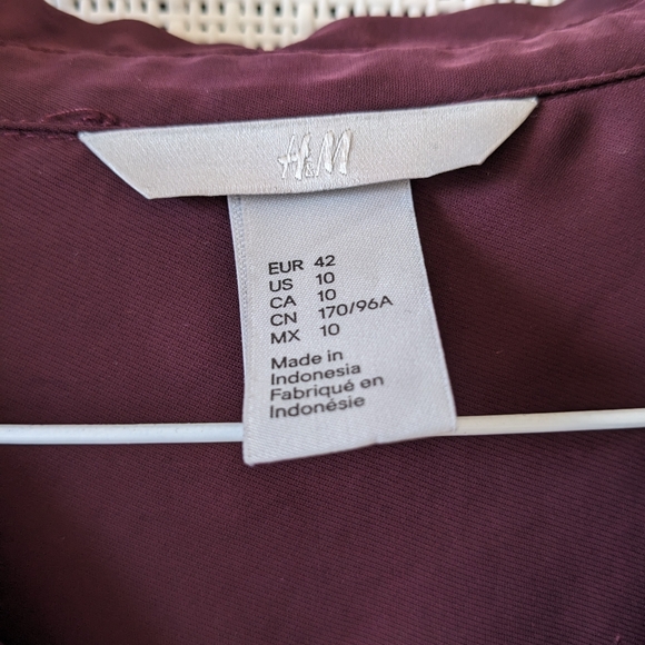 Women's Burgundy Long Sleeve Blouse - Picture 3 of 9